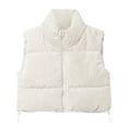 thumbnail image 2 of MKLEKYY Veste en Jean pour Femmes, Surdimensionnée, Col en Velours Côtelé, Sans Manches, Rembourrée, 2 of 3