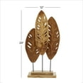 thumbnail image 4 of 12" x 23" Brown Teak Wood Handmade Leaf Sculpture, by DecMode, 4 of 10