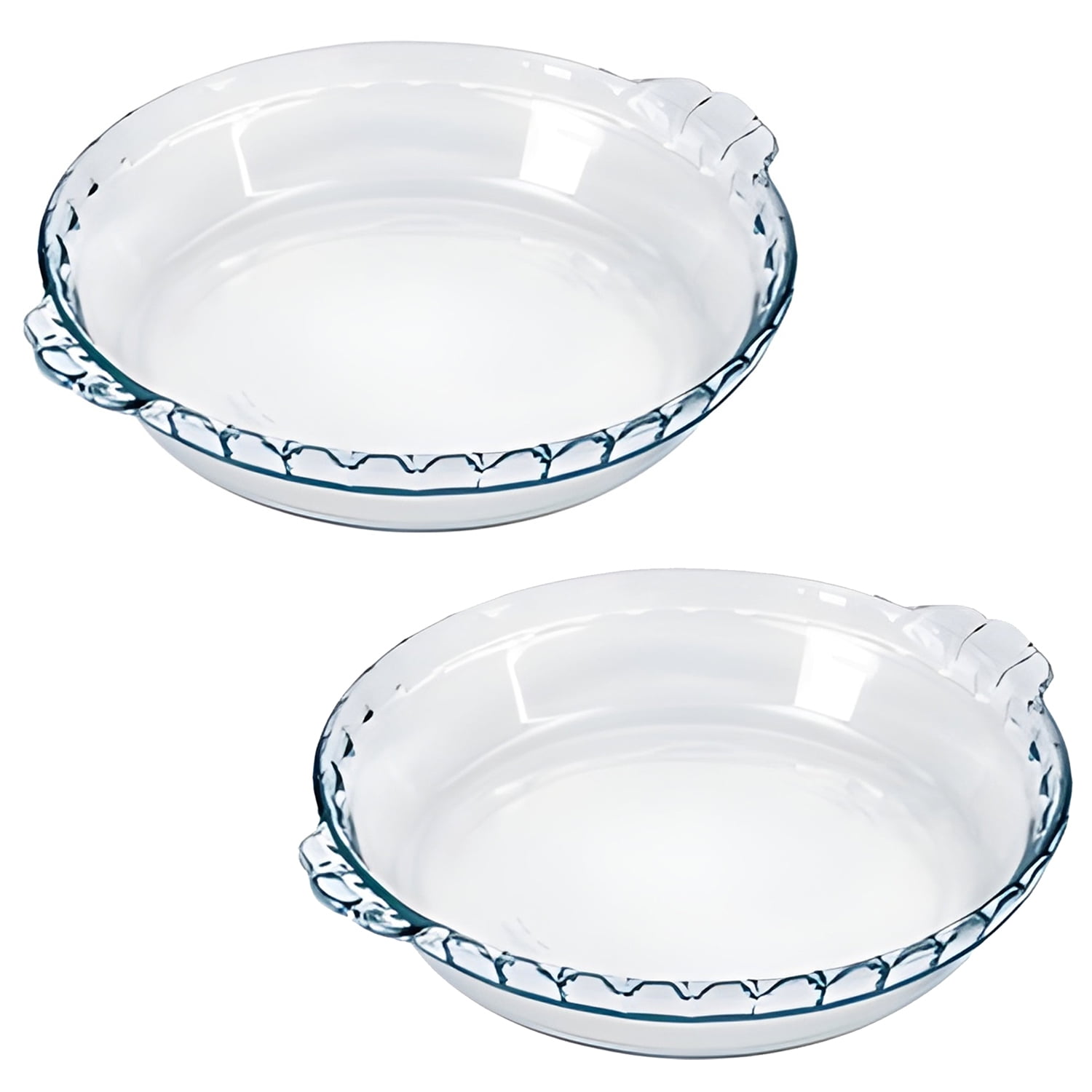 MARINEX Set Of 2 Fluted Glass Pie Plates 9 Diameter Oven And Dishwasher Safe