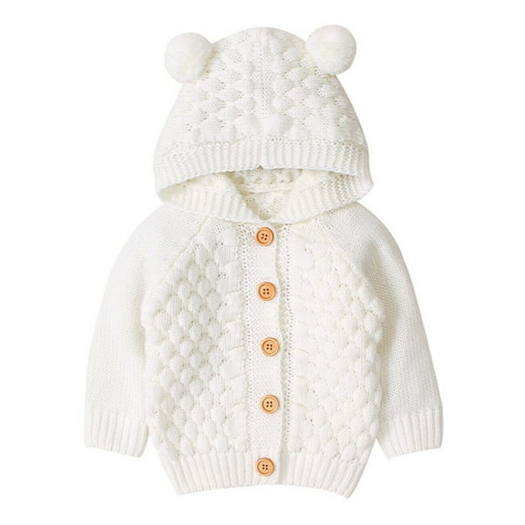 Aunavey Baby Girls Boys Girls Knit Sweater Hooded Ears Warm Cardigan Coat Tops Jacket Outwear