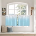 thumbnail image 3 of Blue White Ombre Tier Curtains, Gradient Color Modern Abstract Art Light Filtering Kitchen Curtains, 2Pcs Rod Pocket Half Window Treatments Panels for Sink Cafe Cabinet Camper 27.5x24 Inches, 3 of 9