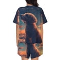 thumbnail image 6 of Goofa Starry Sky Cloud Puppy for Womens Cotton 2 Piece Pajamas Set Classic Short Sleeve Pjs Set Soft Button Down Sleepwear Loungewear-Large, 6 of 7