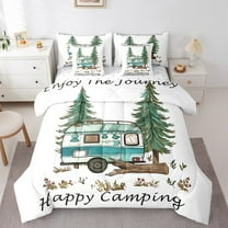 Erosebridal Happy Camping Bedding Sets Twin Size, Adventure Comforter Sets with Sheets, Rustic Farmhouse Decor, Reversible 7pcs
