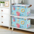 thumbnail image 2 of Yayeee Foldable Storage Basket for Shelves with Handles Set of 2 Waterproof Cloth Bins, Pink Beach Toys Pattern, 2 of 7