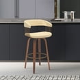 thumbnail image 2 of Topanga 30.5" Swivel Walnut Wood Bar Stool in Cream Faux Leather with Golden Bronze Metal, 2 of 9