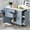Grey and Blue, variant on 50.7" Kitchen Island with Storage Tilt Trash Can Cabinet and Pull Out Cabinet Organizer, Rolling Kitchen Island on 5 Wheels with Drop Leaf, 2 Drawers, 1Door for Kitchen, Dining Room, Grey Blue