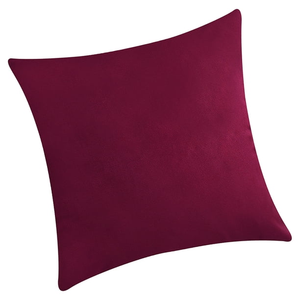 Inteprter Funda de almohada cuadrada de terciopelo con funda de almohada de color sólido para decoración de sofá Decoración del hogar vino rojo Inteprter HA003042-05