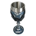 thumbnail image 4 of Vampire Flying Bat Blue With Silver Knotwork Scroll Patterns Wine Goblet Chalice, 4 of 8