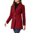 thumbnail image 4 of INSPIRE CHIC Manteau d'Hiver Élégant pour Femme à Revers Cranté, Boutonné, à Simple Boutonnage, Rouge, P, 4 of 5