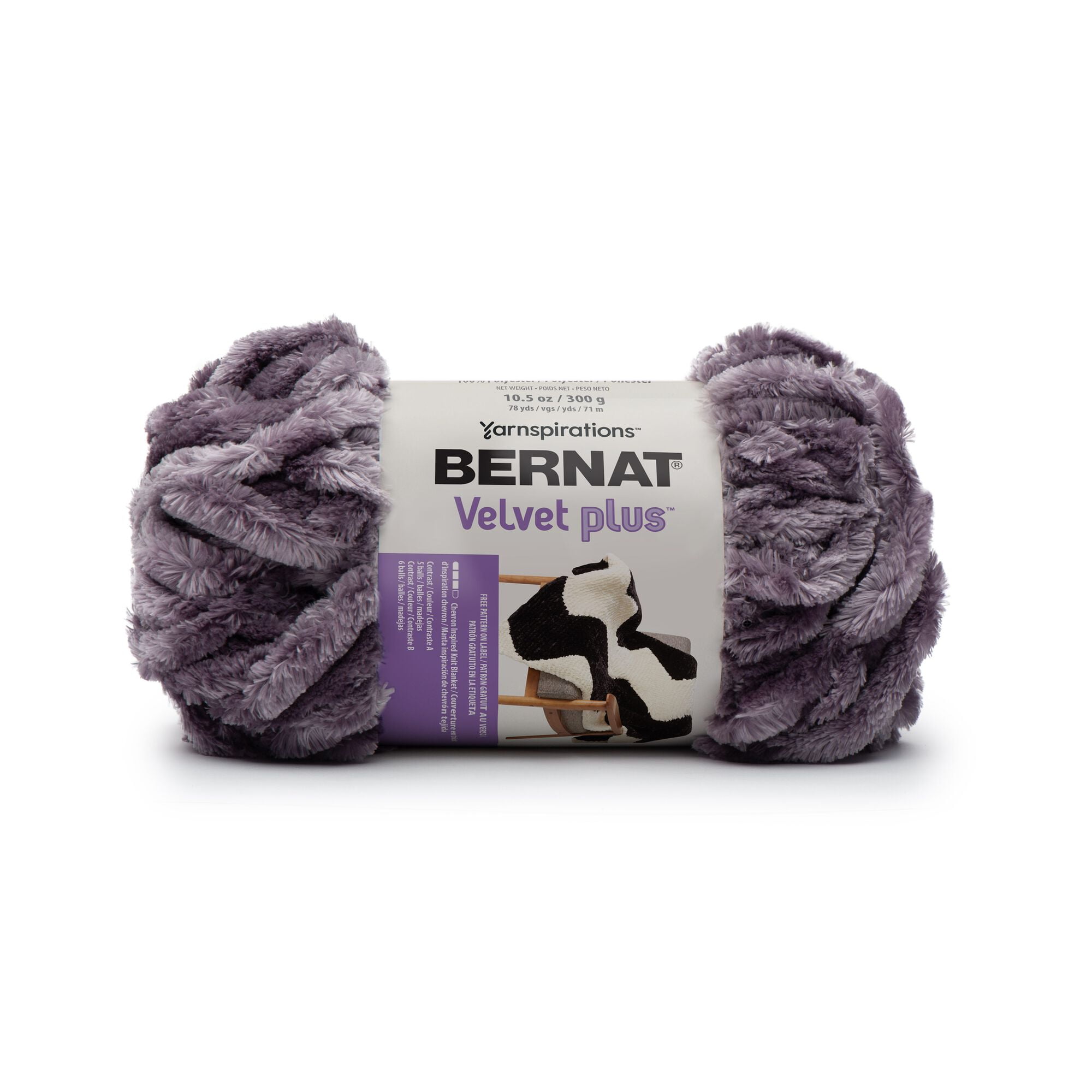 Bernat Velvet Plus Super Bulky 100 Polyester Purple Yarn, 78 yd