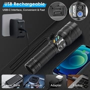 5000 Lumens Flashlights LED Rechargeable 30W Flashlight with Digital Power Display & 5 Modes Waterproof Handheld Flashlight for Camping Emergency