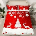 thumbnail image 2 of Homewish Wild Christmas Reindeer Twin Sheet Sets,Chic Xmas Tree Twin Fitted Sheet,Red White Flat Sheet For Girsl Boys,Ultra Soft Home Decor,3pcs, 2 of 7