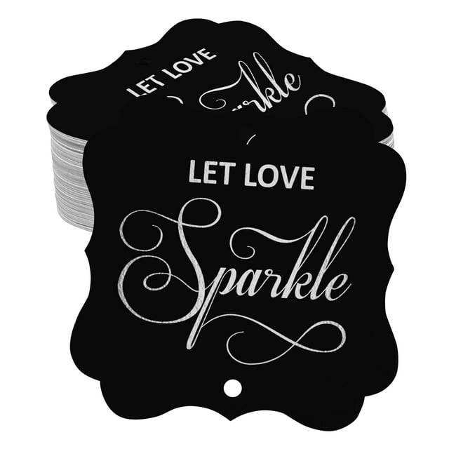 Inkdotpot Pack Of 100 Let Love Sparkle Wedding Paper Tags DIY Craft Bracket Shape Real Silver Foil Hang Tags