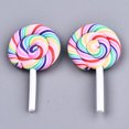 thumbnail image 1 of Handmade Polymer Clay Beads for Christmas No Hole Lollipop Rainbow Color 43~49.5x27~28.5x6.5mm, 1 of 3