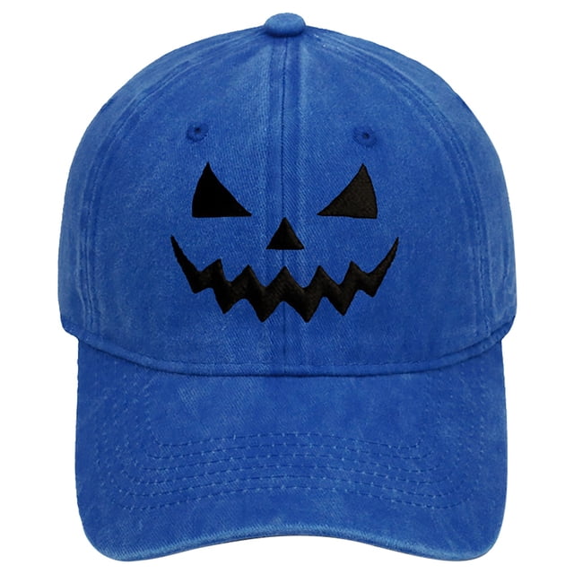Visière pour Femmes et Hommes Citrouille Brodée Lavée Rétro Douce Chapeau de Baseball Halloween Personnalité Hommes et Femmes Chapeau de Soleil Décontracté