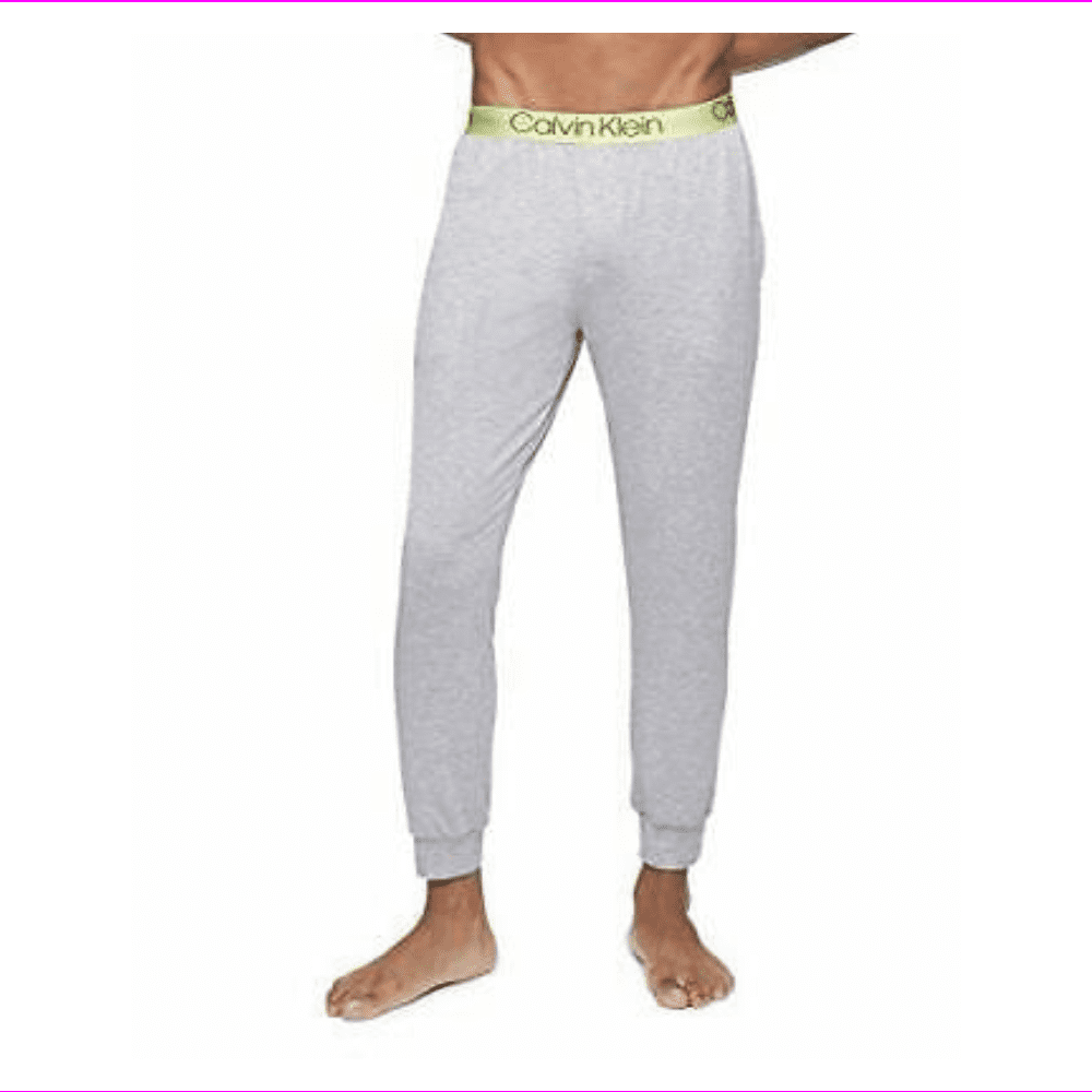 Calvin Klein Men's Ultra Soft Modal Joggers, Grey Heather W/Direct Green, XL