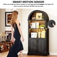 thumbnail image 5 of VKCC 70.9" Storage Sideboard, LED Display Cabinet with Adjustable Shelf & Double Doors, Pantry Cabinet for Kitchen Dining Room, Black, 5 of 10