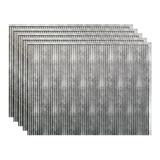 FASÄDE Rib Decorative Vinyl 18in x 24in Backsplash Panel in Crosshatch Silver (5 Pack)