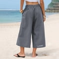 thumbnail image 6 of Breezora Women's Linen Cotton Pants Summer Wide Leg Casual Cropped Culottes With Pockets Loose Breathable Relaxed Fit Daily Trousers, 6 of 9