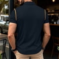 thumbnail image 4 of Hearthz Henley Waffle Polo Shirts for Men with Pocket Button Down Collared Short Sleeve Shirt Men Business Casual Work Out Shirts for Men ,Navy L, 4 of 4