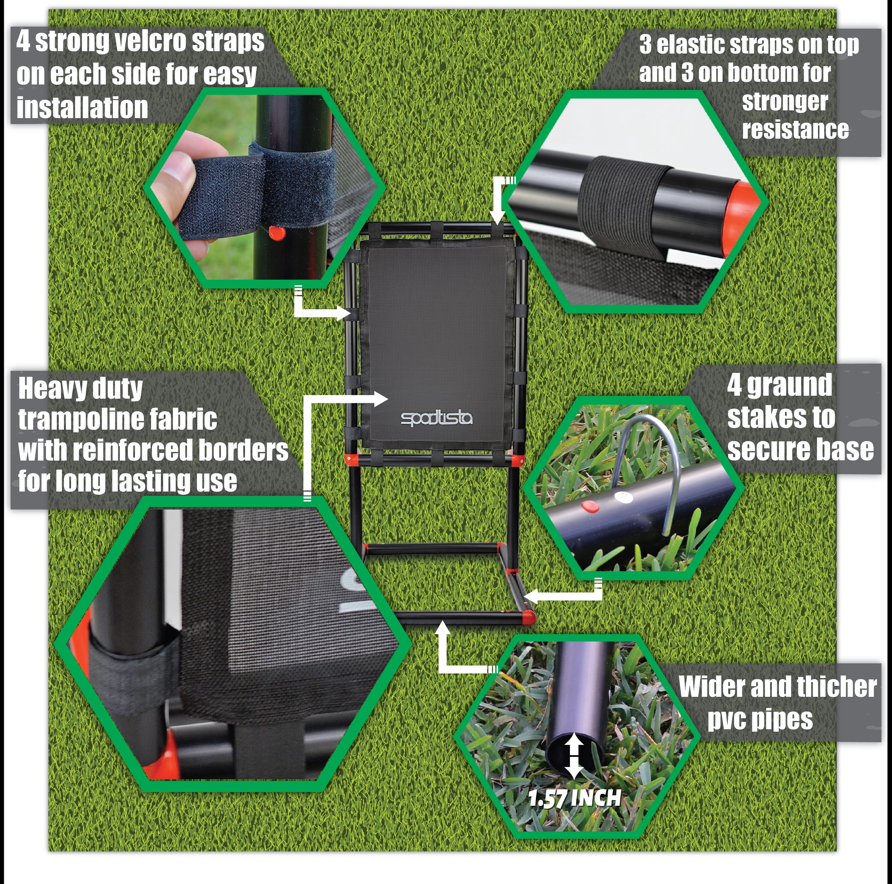 SPORTTISTA Baseball Strike Zone Target, Compatible with Wiffle Ball and Blitzball, Stable and Lock-in Connections with Strong Fabric Target (Large 30" x 23")
