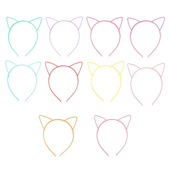 Diadema de oreja de gato Bbanquetan 10 Uds. diademas de plástico con lazo para mujeres y niñas