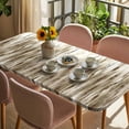 thumbnail image 3 of Brown Beige Vintage Table Cloths for 4 Foot Rectangle Tables, Retro Abstract Art Patio Waterproof Elastic Fitted Tablecloths, Washable Rectangular Table Cover for Camping, 3 of 8