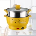 thumbnail image 3 of KAKOWELY Small Cooking Pot Steel Ironing Electric Pot Multifunctional Steam Pot Double Layers Stockpot Steamer Cooking Boiler for Home Kitchen Office (20cm With Steamer),7.87"X7.87"X6.3", 3 of 5