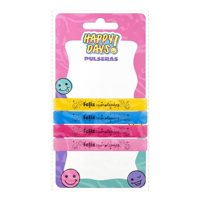 Pulseras de Cumpleaños Prichos Happy Days! de Silicona con 4 Piezas