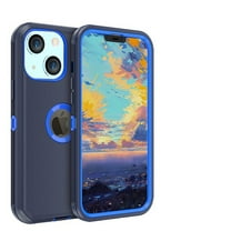 NIFFPD iPhone 13 Mini Case, Heavy Duty Hard Shockproof Protective Phone Case for iPhone 13 Mini 5.4" Dark Blue Blue