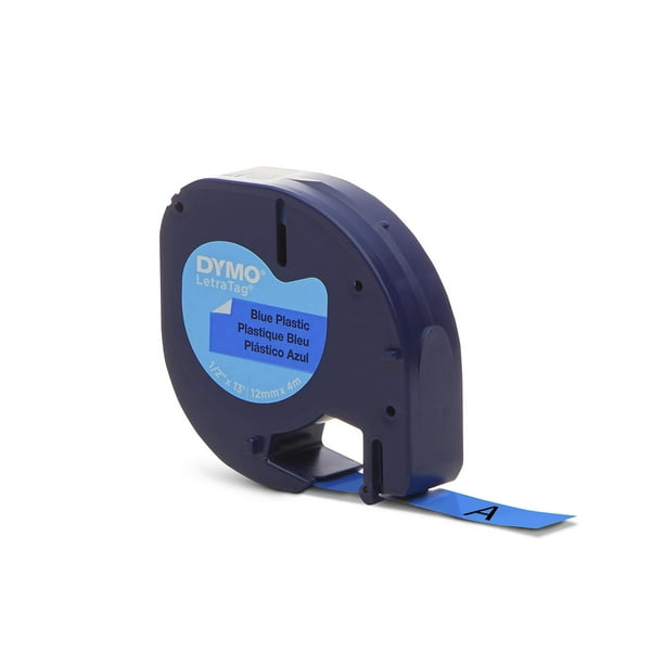 DYMO LetraTag Labeling Tape for LetraTag Label Makers, Black Print on Blue Plastic Tape, 1/2'' W