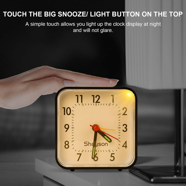 Layado Analog Alarm Clock Silent Non Ticking Small Clock, Travel Alarm Clock with Snooze & Light, Battery Operated Loud Alarm Clock for Bedroom