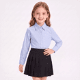 thumbnail image 3 of Junboys Children's Long Sleeve School Uniform Shirt - Casual Dress Top for Everyday, Great Back to School Clothes for Kids, Classic Button-Free Shirt for Comfort,Blue 140, 3 of 6