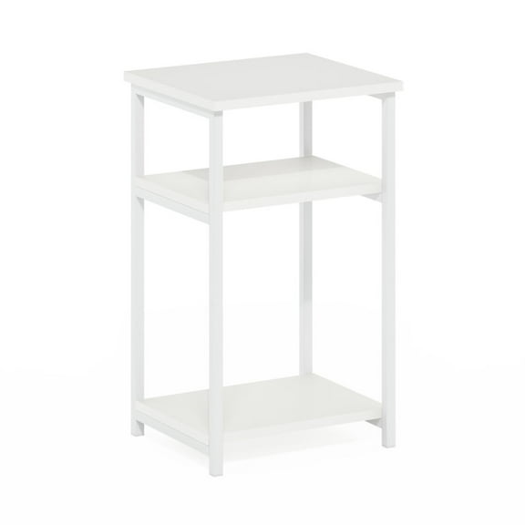 Furinno Just 3-Tier Industrial Metal Frame End Table with Storage Shelves, 1-Pack, White/White