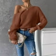 thumbnail image 2 of Sweater for Women Oversize Knitted Long Sleeve Off Shoulder Ribbed Knit Backless Lightweight Sweaters, 2 of 2