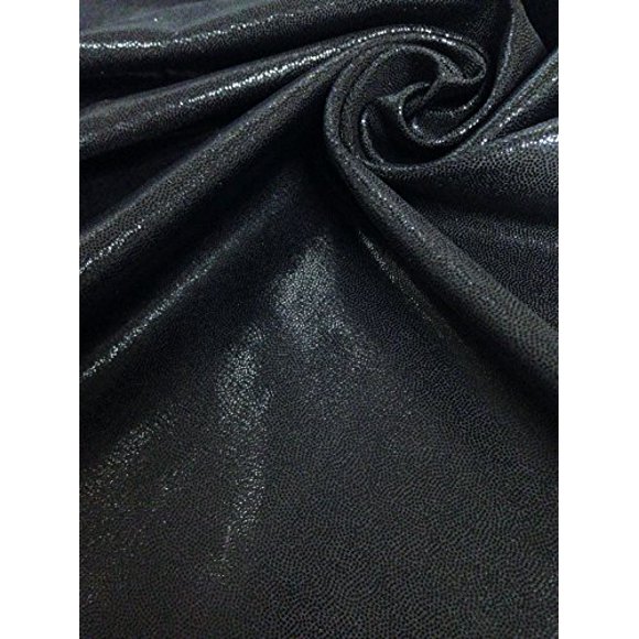 Shiny Finger Foil 4-Way Stretch Heavy Nylon Spandex Fabric (Black)