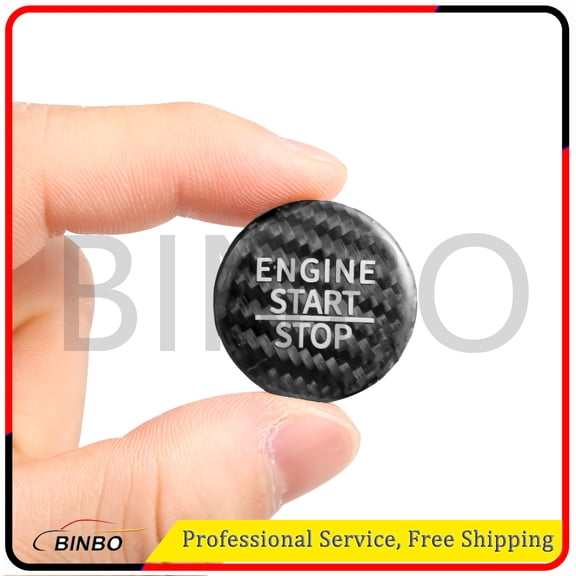 Engine Start Stop Push Button Cover Trim Carbon Fiber Black