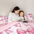 thumbnail image 4 of Erosebridal Princess Coquette Bowknot Queen Comforter Set,Cute Pink Floral Bedding Comforter Set For Kids Girls,Pink Reversible,3 Pieces, 4 of 7