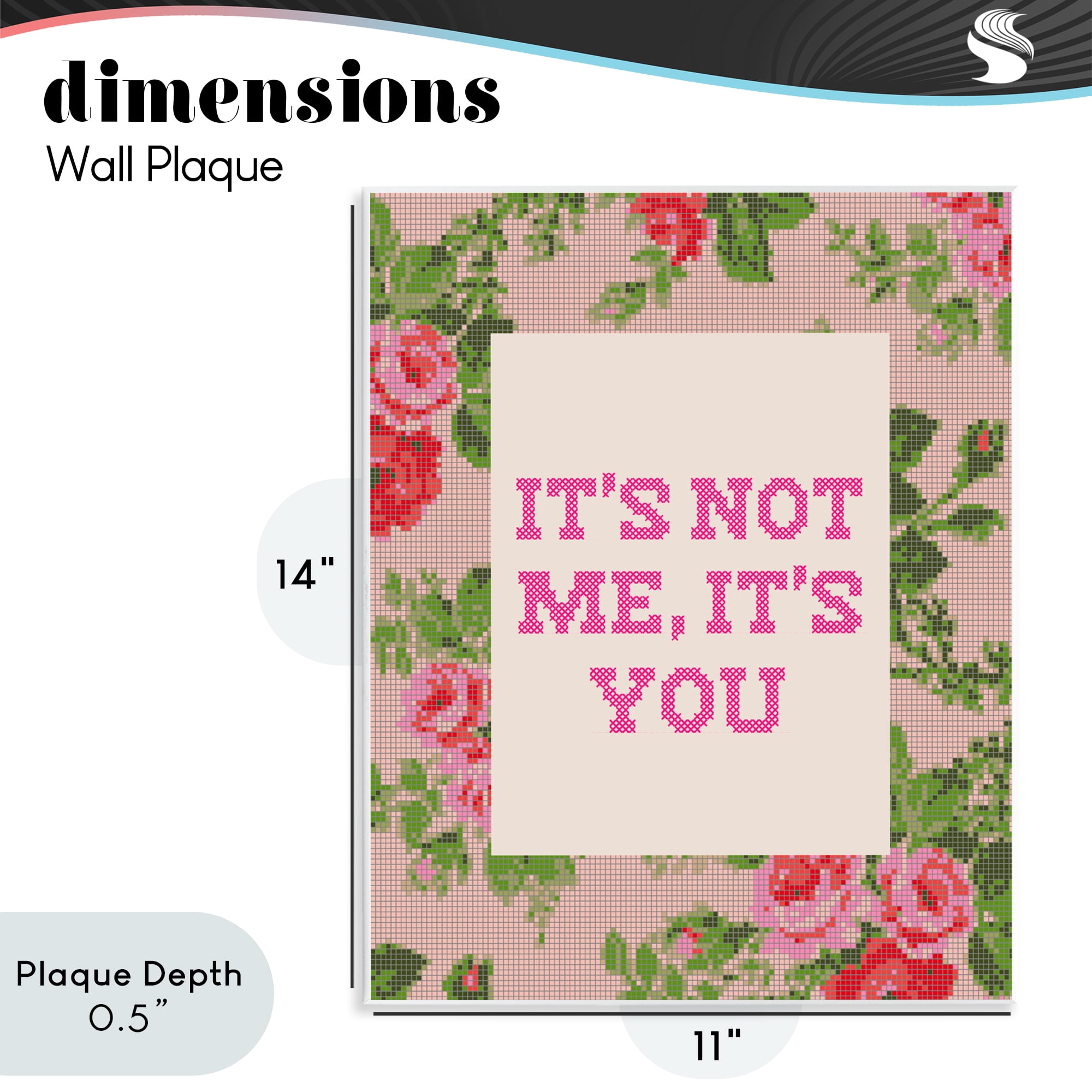 Stupell Industries Not Me It's You Faux Cross Stitch Wall Plaque Art, design by Lil' Rue