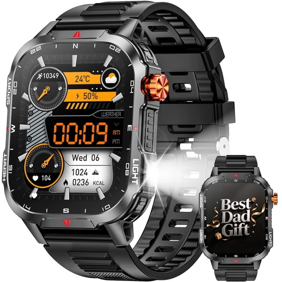 Haulvean Military Smart Watch for Men, 2.01-inch 1100mA Fitness Tracker Smartwatch, fits for Android and Iphone Devices IP68, with Answer/Make Calls/100  Sport Modes (Black)