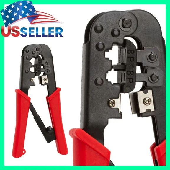 Ratchet Crimping Tool For Rj45 Rj11 Rj12 Modular Plugs Lan Cable Cutter Stripper