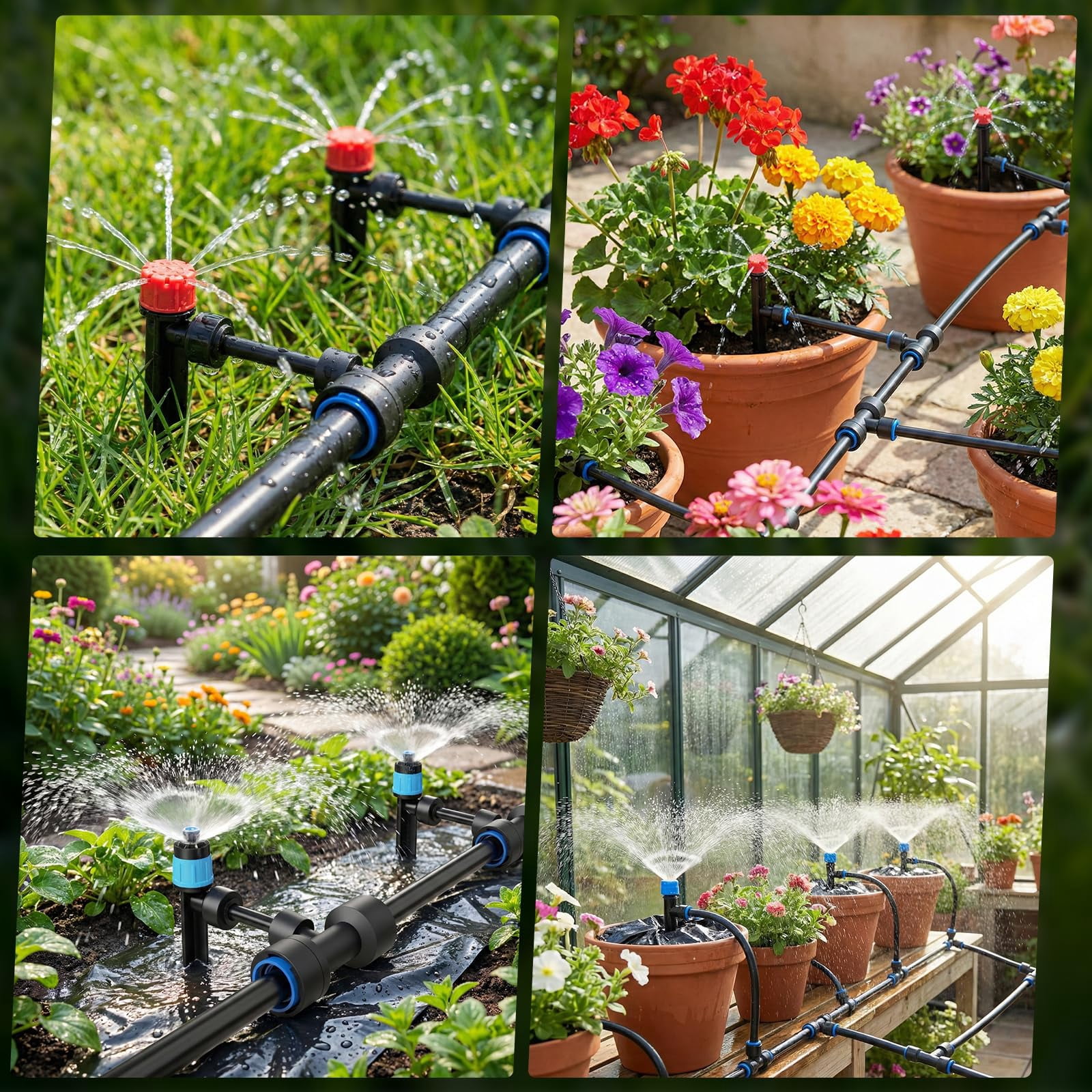 Drip Irrigation System For Garden  2026 Upgraded Automatic Plant Watering Kit With Quick Connect Pe Tubing 30 Water-saving Adjustable Emitters Yard Lawn Raised Bed & Greenhouse (100ft)