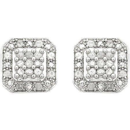1/2 Carat T.W. Diamond Square Sterling Silver Stud Earrings - Walmart.com