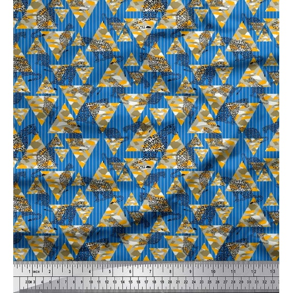Soimoi Cotton Jersey Fabric Stripe,Triangle & Leopard Animal Print Fabric by the Yard 58 Inch Wide