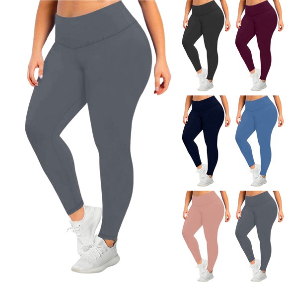 Dwellite Plus Size Leggings for Women High Waist Tummy Control Leggings Compression Workout Running Pants Navy XL