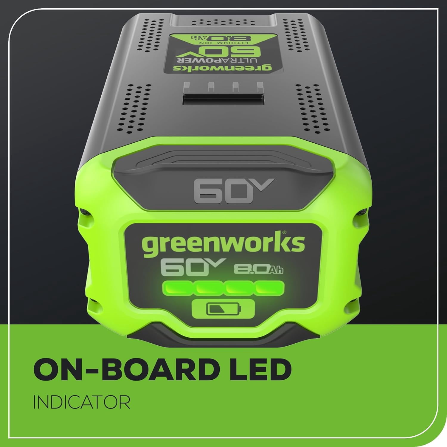 Greenworks LB6080 60V 8.0Ah Lithium-Ion Battery, Black