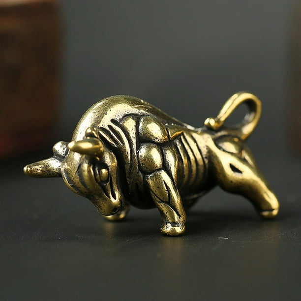 Brass Figurine Small Cow Statue House Ornament Animal Figurines Office Gift  