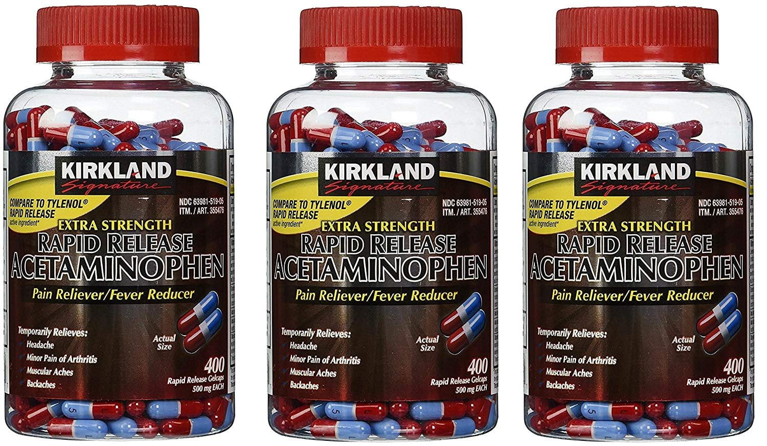 Acetaminophen Extra Strength 500mg Rapid Release Gelcap, 400 Count (3