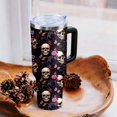 thumbnail image 2 of Skull Tumbler with Handle and Straw,40 oz Skeleton Rose Butterfly Stainless Steel Insulated Cup with Lid and Straw,Goth Travel Coffee Mug Water Bottle,Birthday Halloween Mothers Day Gifts for Women, 2 of 7