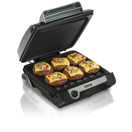 Hamilton Beach 4-in-1 Indoor Grill & Electric Griddle Combo with Bacon Cooker Opens Flat to Double Cooking Surface Removable Nonstick Plates Black & Silver (25601) Hamilton Beach 4-in-1 Indoor Grill & Electric Griddle Combo with Bacon Cooker Opens Flat to Double Cooking Surface Removable Nonstick Plates Black & Silver (25601)